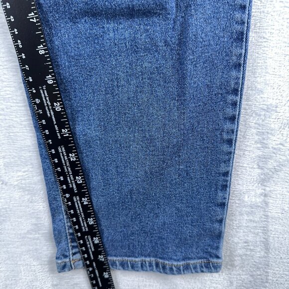 NA-KD Tapered Leg Jeans Women's Size 38 Button Fly High Rise Blue Flat Front - Picture 9 of 11